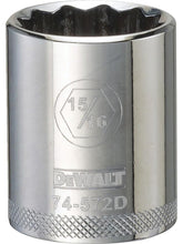 DeWALT DWMT74572OSP Drive Socket, 15/16 in Socket, 1/2 in Drive, 12-Point, Steel, Polished Chrome Vanadium